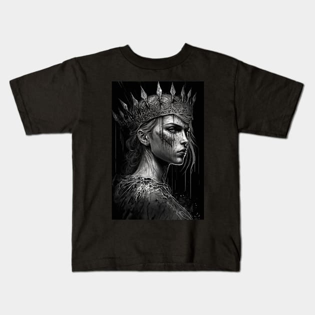 Fierce Warrior Queen Illustration Kids T-Shirt by TheArtfulAllie